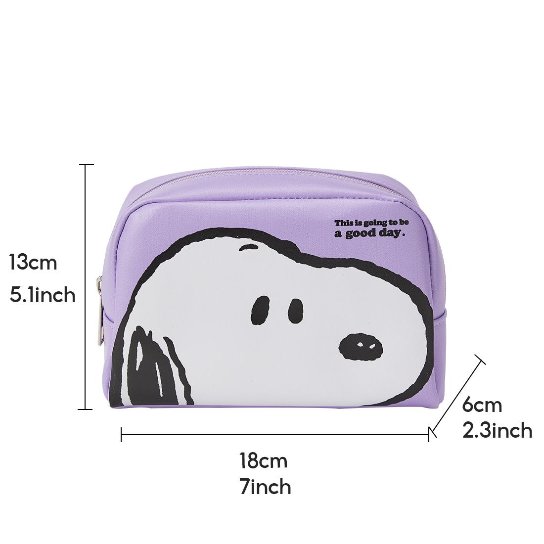 Miniso Série Colorida Da Vida Do Snoopy - Bolsa De Maquiagem Portátil Fofa E Compacta 18cm 6cm 13cm