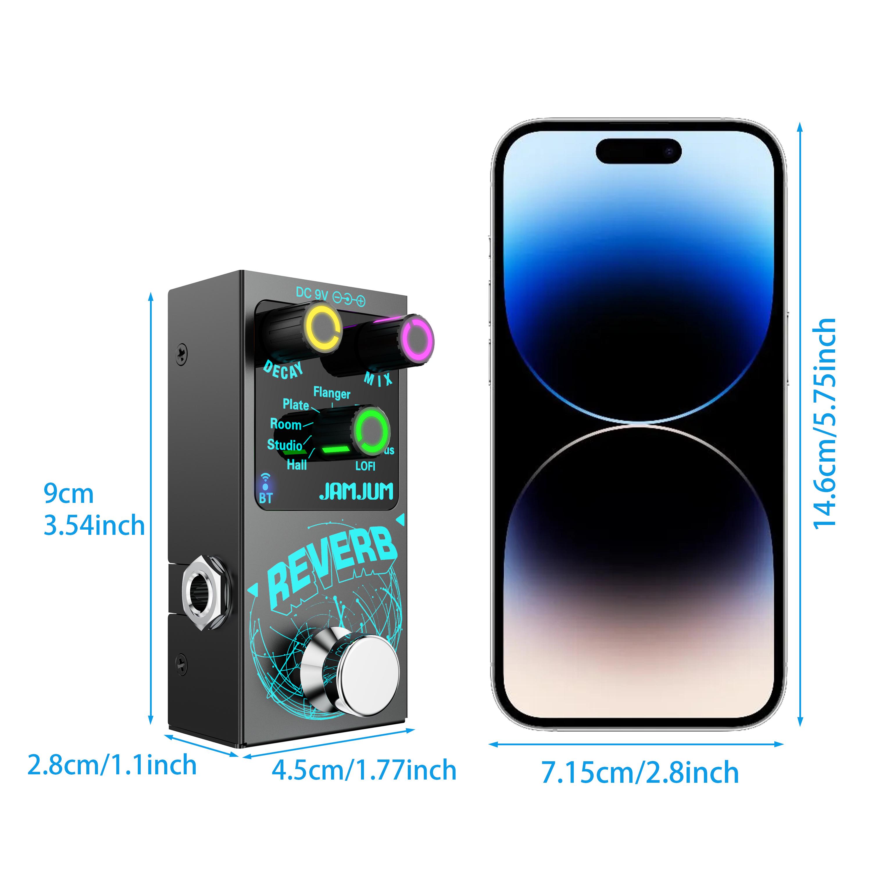 Pedal De Efeito De Guitarra Compacto Com 9 Efeitos De Reverberação Acompanhamento Bluetooth E True Bypass Para Jogadores