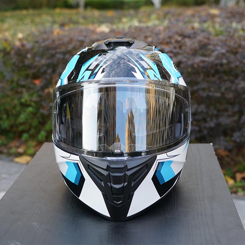 Unissex Four Seasons Flip-up Motocicleta Full Face Meio Capacete Lente Dupla Quente