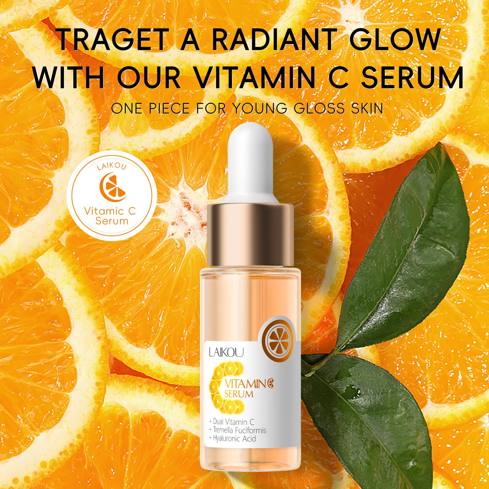 Laikou Facial De Vitamina C Vc Clareador Anti-envelhecimento Manchas Escuras Hidratante 17ml